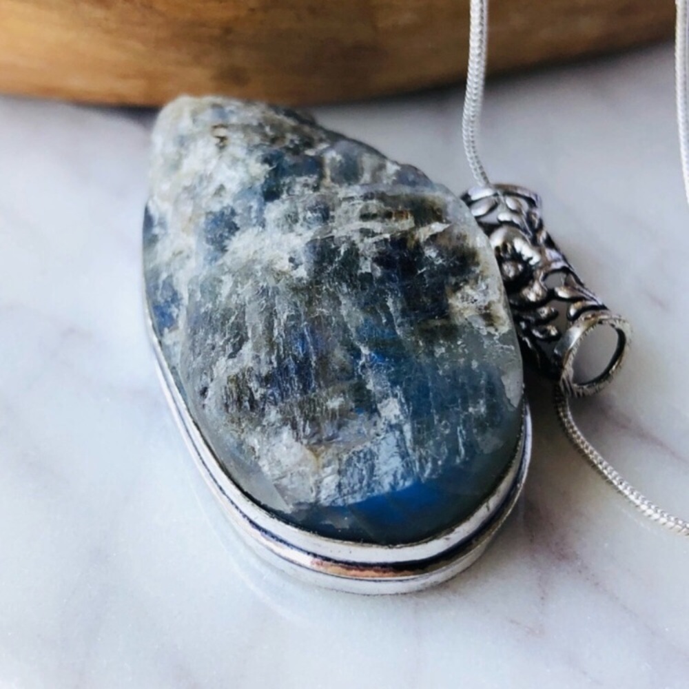Silver Plated Labradorite Stone Statement Boho Ne… - image 5
